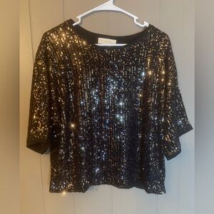 By Together Black and Gold Sequin Blouse